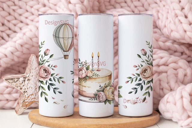 Birthday Cake & Balloon 20oz Tumbler Sublimation DesignSVG 