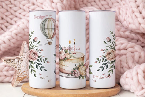 Birthday Cake & Balloon 20oz Tumbler Sublimation DesignSVG 