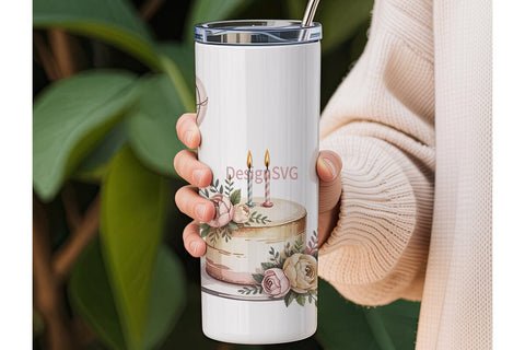 Birthday Cake & Balloon 20oz Tumbler Sublimation DesignSVG 