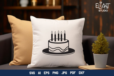 Birthday Cake PNG, Cake with Candles SVG Design, Cake Cut File. SVG Elinorka 