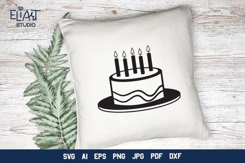 Birthday Cake PNG, Cake with Candles SVG Design, Cake Cut File. SVG Elinorka 