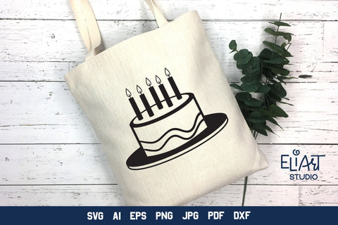 Birthday Cake PNG, Cake with Candles SVG Design, Cake Cut File. SVG Elinorka 