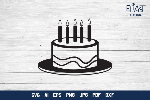Birthday Cake PNG, Cake with Candles SVG Design, Cake Cut File. SVG Elinorka 