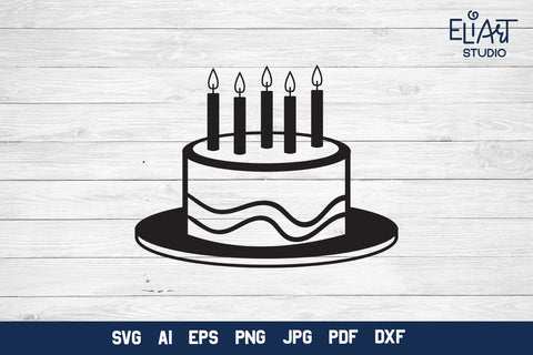 Birthday Cake PNG, Cake with Candles SVG Design, Cake Cut File. SVG Elinorka 