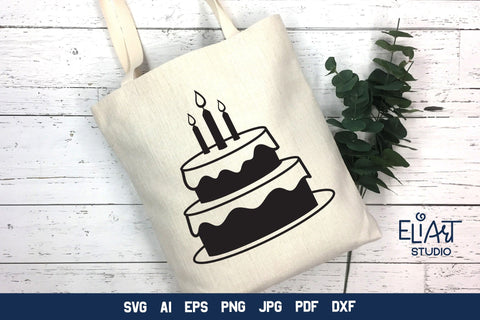 Birthday Cake PNG, Party Cake with Candles, Birthday Party Decoration. SVG Elinorka 