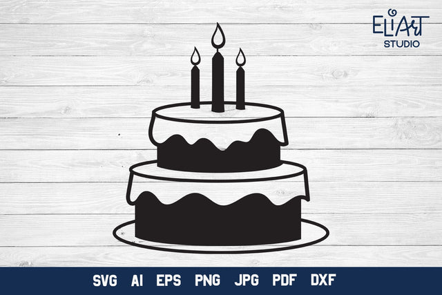 Birthday Cake PNG, Party Cake with Candles, Birthday Party Decoration. SVG Elinorka 