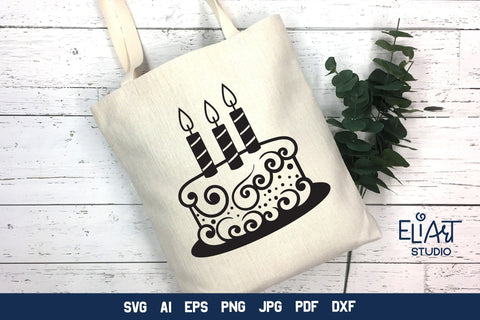 Birthday Cake SVG, Cake with Candles PNG Design. SVG Elinorka 