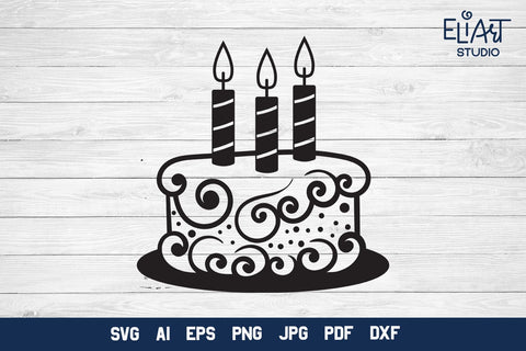 Birthday Cake SVG, Cake with Candles PNG Design. SVG Elinorka 