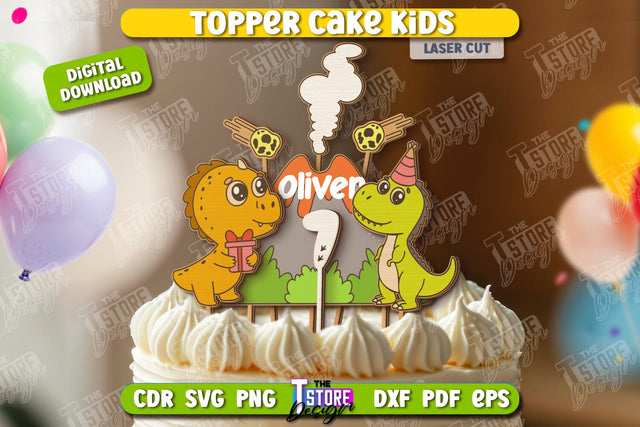 Birthday Cake Topper Laser Cut | Cake Decor | Children's Topper Design | Cupcake Topper | CNC File SVG The T Store Design 
