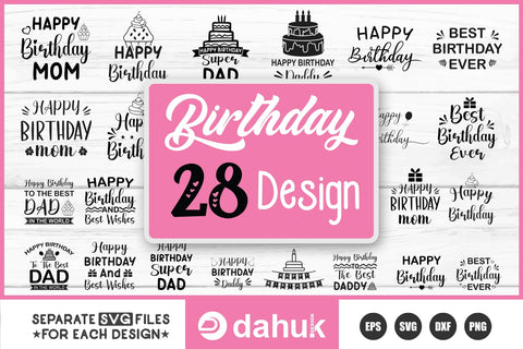 Birthday Cake Topper SVG, Birthday SVG, Birthday Party PNG SVG dahukdesign 