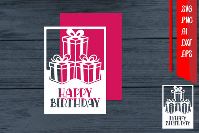 Birthday Card, Birthday Template, Happy Birthday, Gift Box SVG zafrans studio 