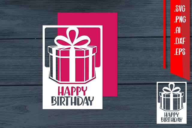 Birthday Card, Birthday Template, Happy Birthday, Gift Box SVG zafrans studio 