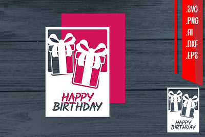 Birthday Card, Birthday Template, Happy Birthday, Gift Box SVG zafrans studio 