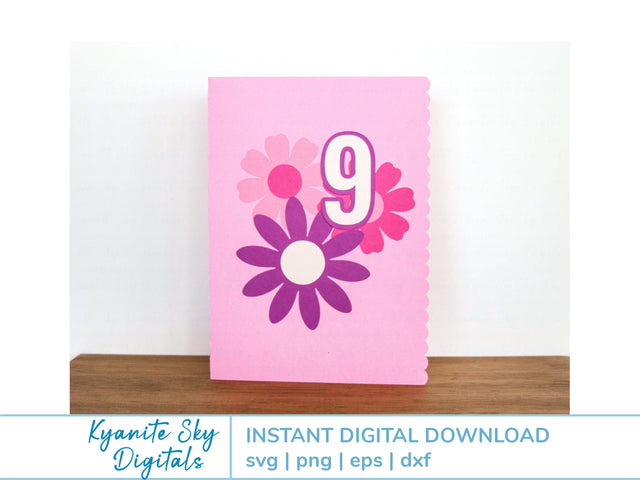 Birthday Card Flowers with any number SVG Kyanite Sky Digitals 