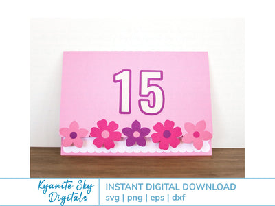 Birthday Card Flowers With Any Number SVG paper cardmaking cut file SVG Kyanite Sky Digitals 