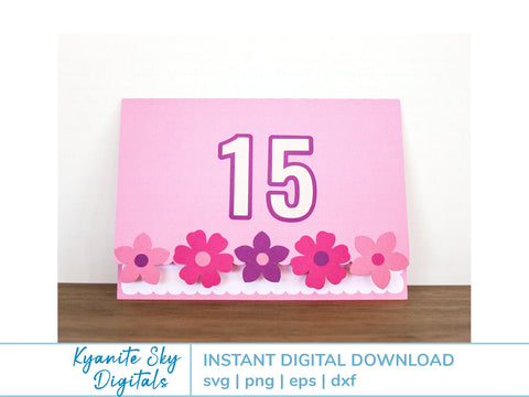 Birthday Card Flowers With Any Number SVG paper cardmaking cut file SVG Kyanite Sky Digitals 