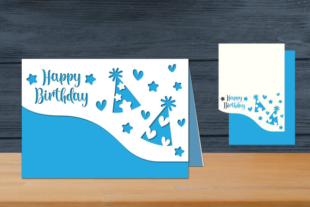 Birthday Card Folded, Happy Birthday Papercut SVG zafrans studio 