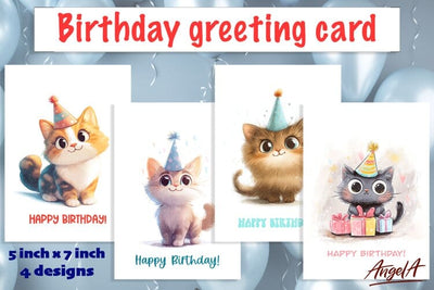 Birthday card, Happy birthday card, birthday cats images Sublimation Angelina Semenova 