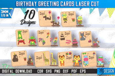 Birthday Card Laser Cut Bundle | Greeting Card | Happy Birthday Pop Up Wood Card | CNC Files SVG Fly Design 