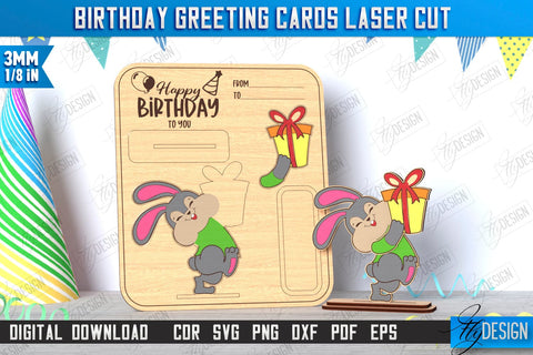 Birthday Card Laser Cut Bundle | Greeting Card | Happy Birthday Pop Up Wood Card | CNC Files SVG Fly Design 