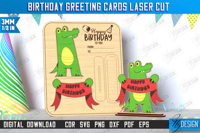 Birthday Card Laser Cut | Greeting Card | Happy Birthday Pop Up Wood Card | CNC File SVG Fly Design 