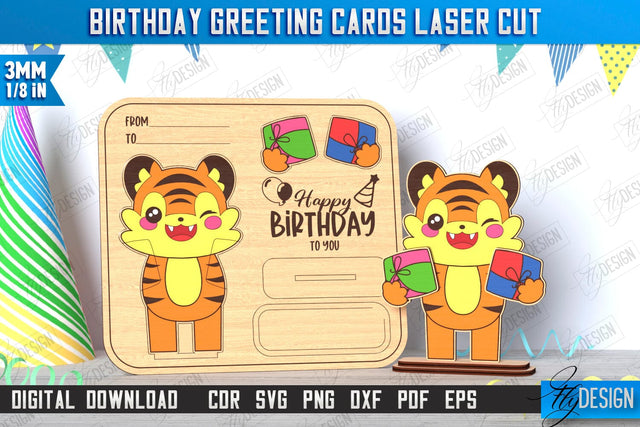 Birthday Card Laser Cut | Greeting Card | Happy Birthday Pop Up Wood Card | CNC File SVG Fly Design 