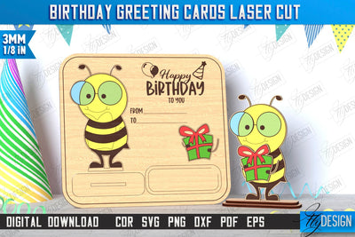 Birthday Card Laser Cut | Greeting Card | Happy Birthday Pop Up Wood Card | CNC File SVG Fly Design 