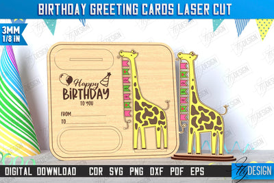 Birthday Card Laser Cut | Greeting Card | Happy Birthday Pop Up Wood Card | CNC File SVG Fly Design 