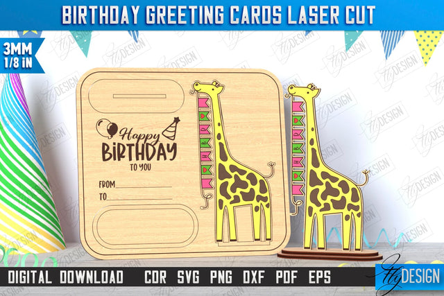 Birthday Card Laser Cut | Greeting Card | Happy Birthday Pop Up Wood Card | CNC File SVG Fly Design 