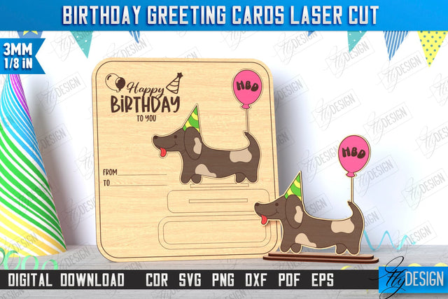 Birthday Card Laser Cut | Greeting Card | Happy Birthday Pop Up Wood Card | CNC File SVG Fly Design 