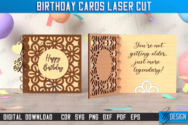 Birthday Card Laser Cut | Greeting Cards | 3D Birthday Greeting Card Design | CNC File SVG Fly Design 