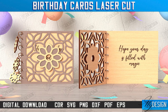 Birthday Card Laser Cut | Greeting Cards | 3D Birthday Greeting Card Design | CNC File SVG Fly Design 