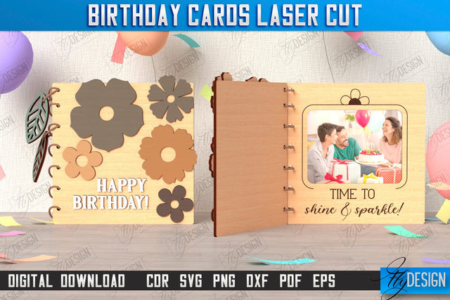 Birthday Card Laser Cut | Greeting Cards | 3D Birthday Greeting Card Design | CNC File SVG Fly Design 