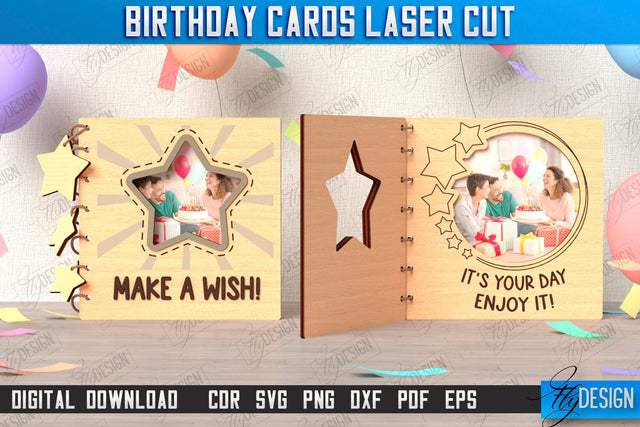 Birthday Card Laser Cut | Greeting Cards | 3D Birthday Greeting Card Design | CNC File SVG Fly Design 