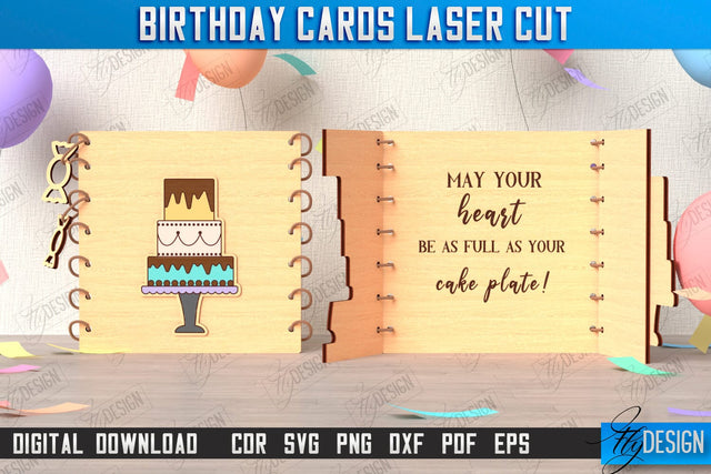 Birthday Card Laser Cut | Greeting Cards | Happy Birthday SVG | CNC File SVG Fly Design 