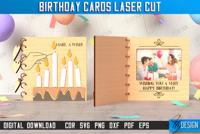 Birthday Card Laser Cut | Greeting Cards | Happy Birthday SVG | CNC File SVG Fly Design 