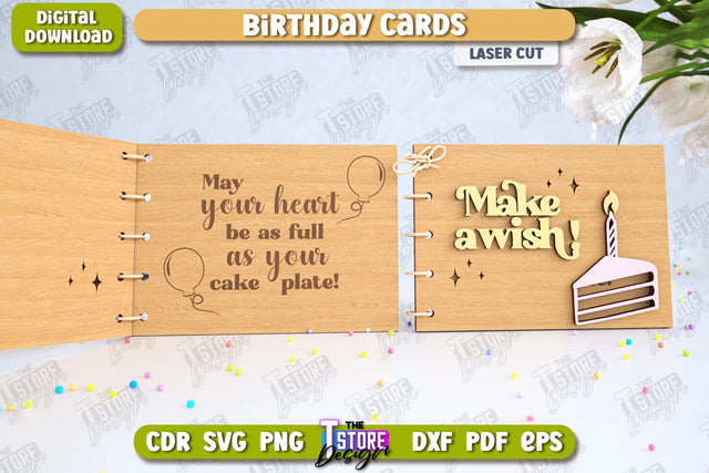 Birthday Card Laser Cut | Photo Greeting Cards | Wooden Photo Frame | CNC File SVG The T Store Design 