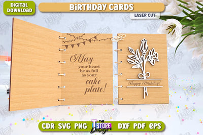 Birthday Card Laser Cut | Photo Greeting Cards | Wooden Photo Frame | CNC File SVG The T Store Design 