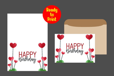 Birthday Card Watercolor Printable SVG zafrans studio 