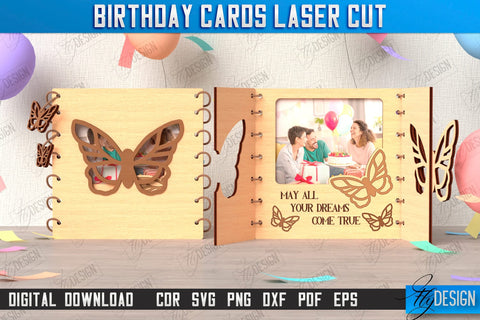 Birthday Cards Laser Cut Bundle | Greeting Cards | Happy Birthday SVG | CNC Files SVG Fly Design 
