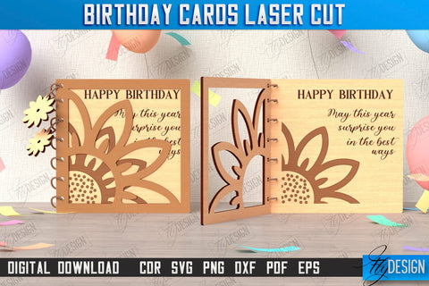 Birthday Cards Laser Cut Bundle | Greeting Cards | Happy Birthday SVG | CNC Files SVG Fly Design 