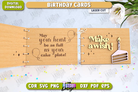 Birthday Cards Laser Cut Bundle | Photo Greeting Cards | Wooden Photo Frame | CNC Files SVG The T Store Design 