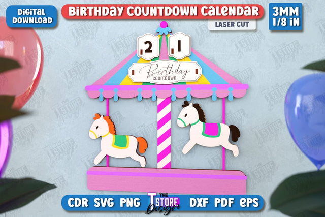 Birthday Countdown Calendar | Calendar Template | Days Until Birthday | CNC File SVG The T Store Design 