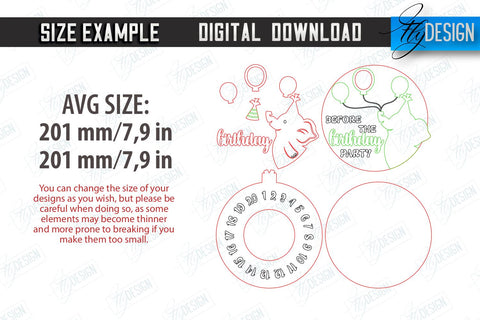 Birthday Countdown Calendar Laser Cut Bundle | Wall Calendar Template | Days Until Birthday | CNC Files SVG Fly Design 