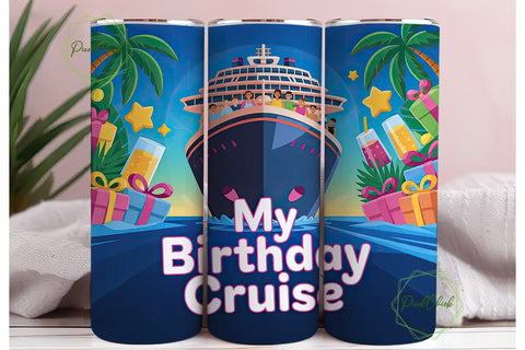 Birthday Cruise 20oz Tumbler Wrap Sublimation PixelChick 