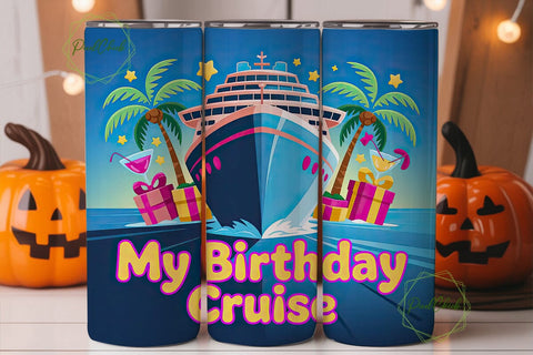Birthday Cruise 20oz Tumbler Wrap Sublimation PixelChick 
