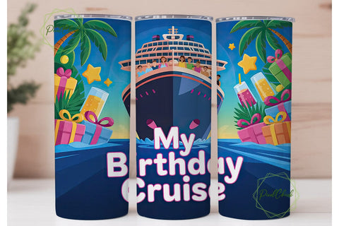 Birthday Cruise 20oz Tumbler Wrap Sublimation PixelChick 