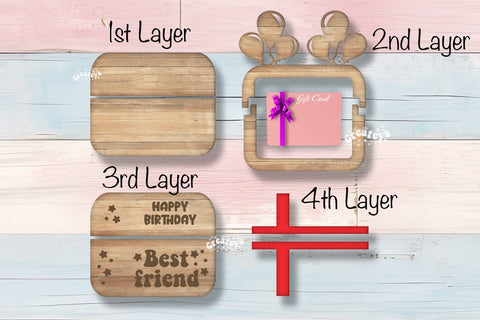 Birthday gift card holder laser, Best friend Gift Card Holder Laser Cut. Card Holder SVG Happy Birthday Layered svg SVG Createya Design 