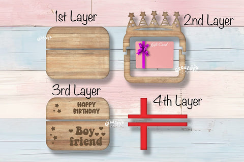 Birthday gift card holder laser, Boyfriend Gift Card Holder Laser Cut. Card Holder SVG Happy Birthday Layered svg SVG Createya Design 