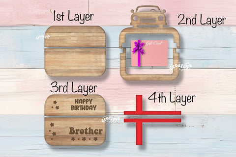 Birthday gift card holder laser, Brother Gift Card Holder Laser Cut. Card Holder SVG Happy Birthday Layered svg SVG Createya Design 